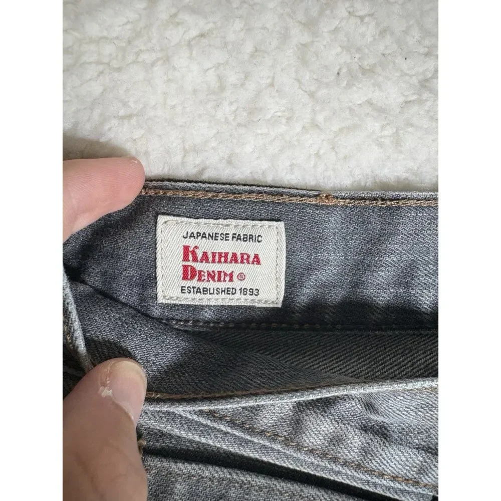 J Crew 770 Jeans Mens 30x34 Gray Kaihara Japanese Denim Slim Fit Straight Leg